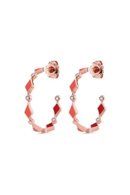 Mosaic Single Hoop Earrings, 18k Rose Gold & Diamonds